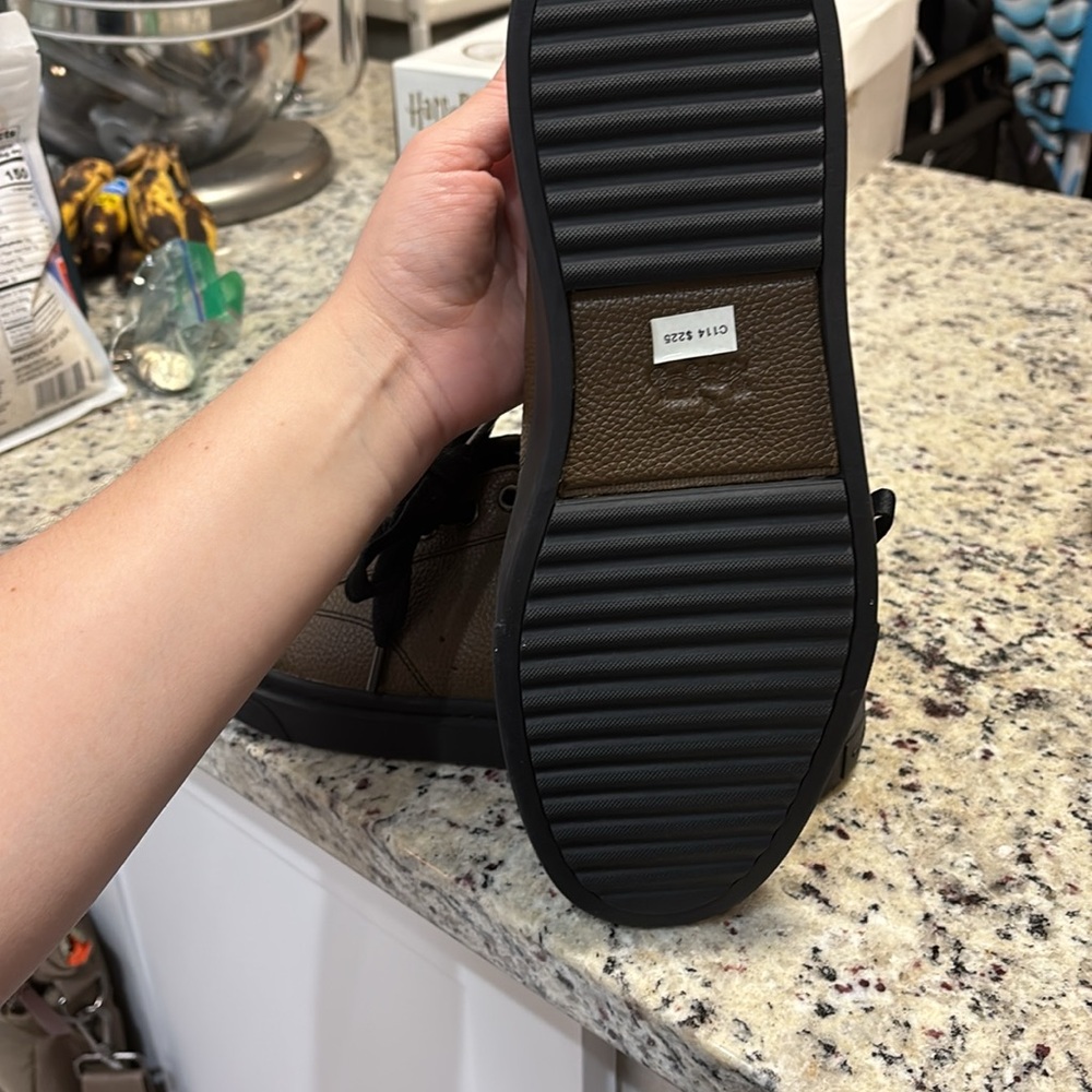 COACH  new Brown Leather Sneakers with Black Laces - Picture 3 of 4